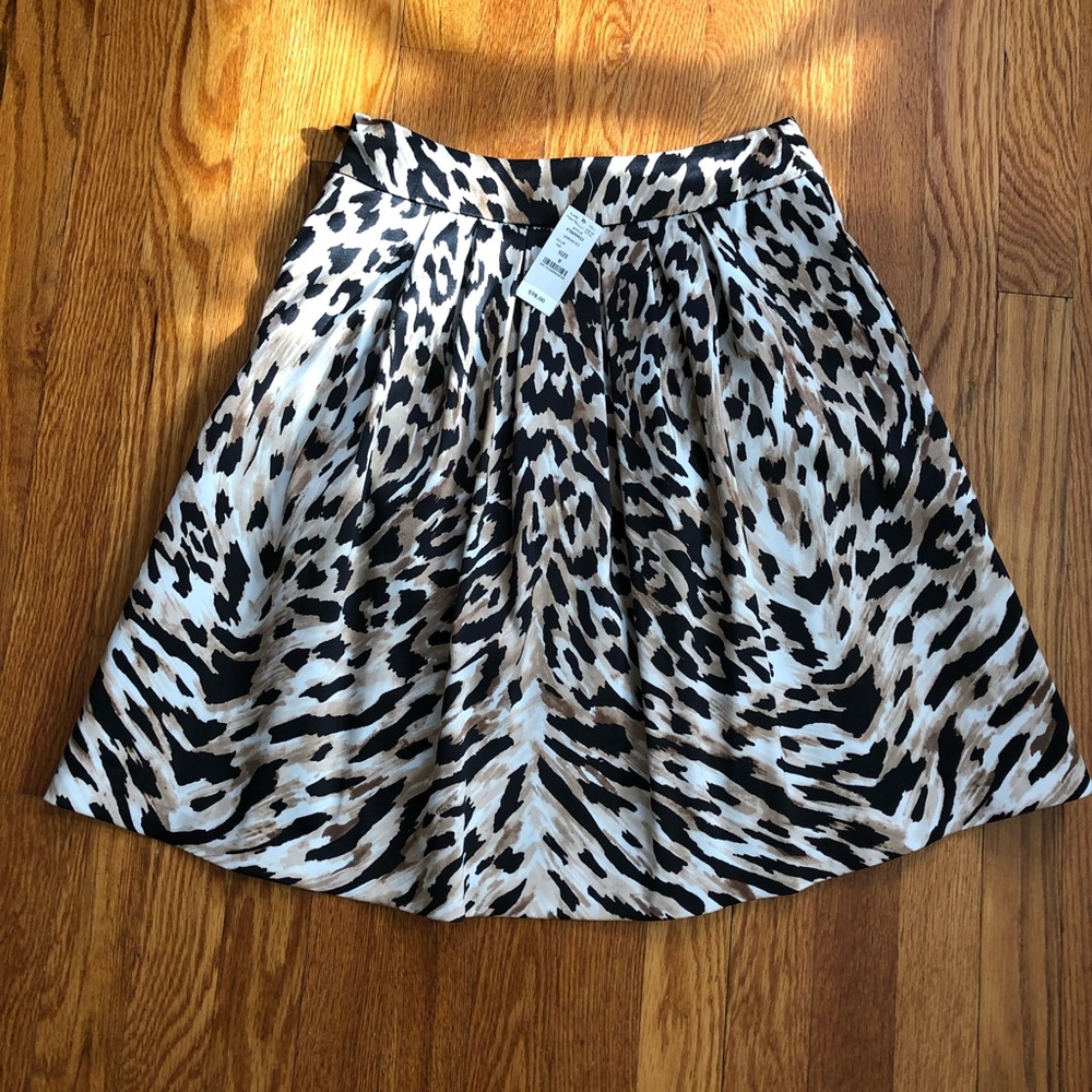 WHBM Leopard Pleated Skirt